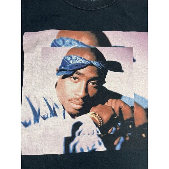 2pac Tupac Shakur Graphic T-shirt Men XL Black Short Sleeve Music - Picture 2 of 5